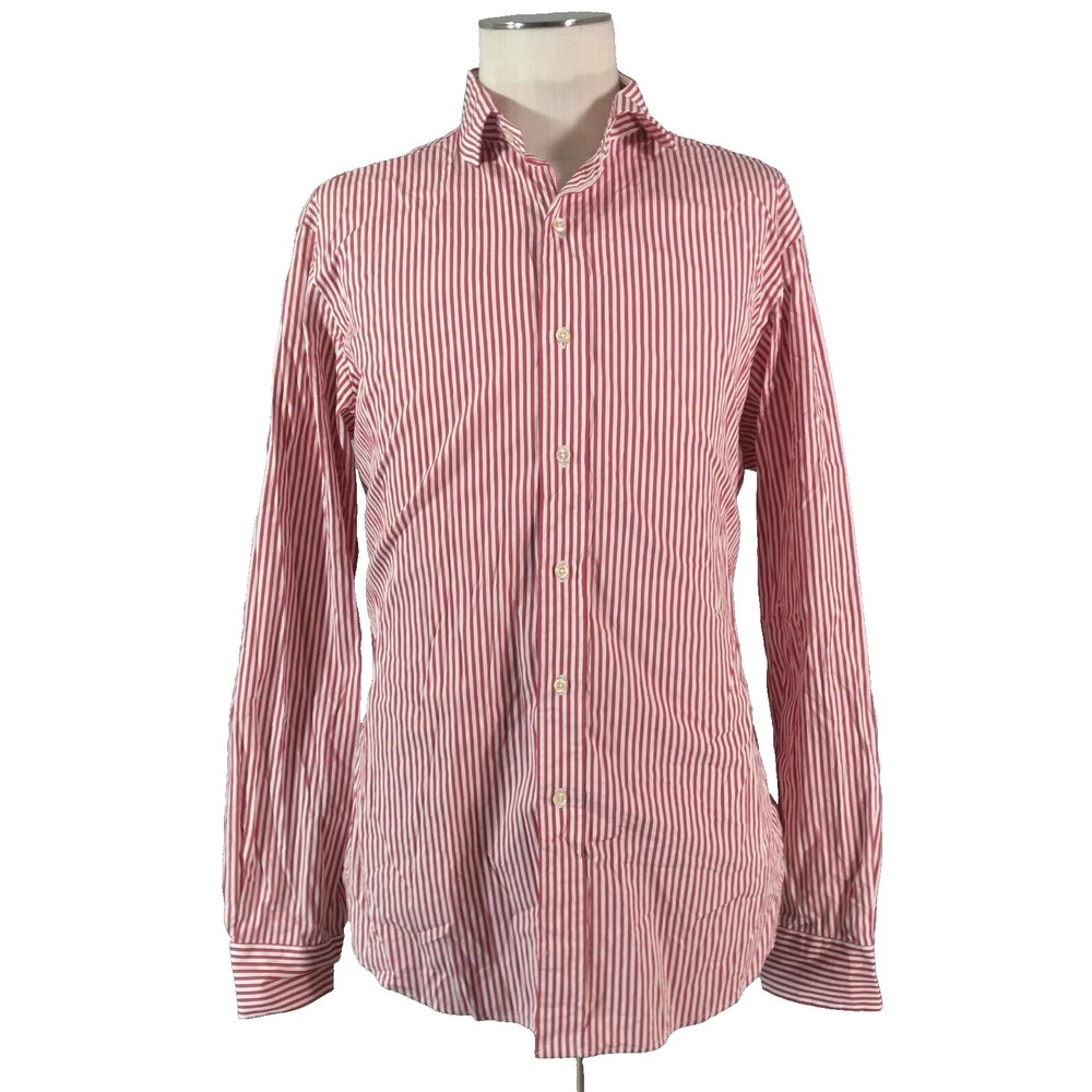 Polo Ralph Lauren men's dress shirt extra large red white Striped long sleeve